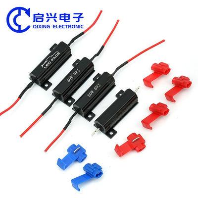 Μαύρο αλουμινένιο κέλυφος 50W Wire Wound Resistor Για αυτοκίνητα LED φώτα