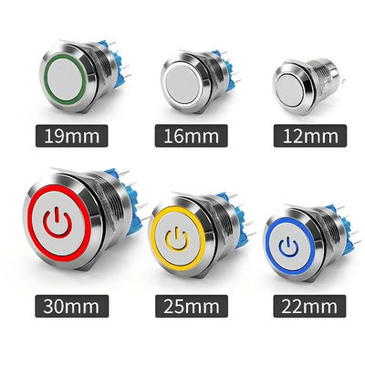 12mm Marine Waterproof Locking Pushbutton LED Switch 12V Light Ηλεκτρονικό Κουμπί Κουμπί Spdt Μεταλλικό Κουμπί Κουμπί S