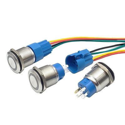 16mm/19mm/22mm Αδιάβροχος διακόπτης φωτός με φόρμα επικοινωνίας 12mm και 1NO1NC Ring White LED Light Pushbutton Switch Assurance