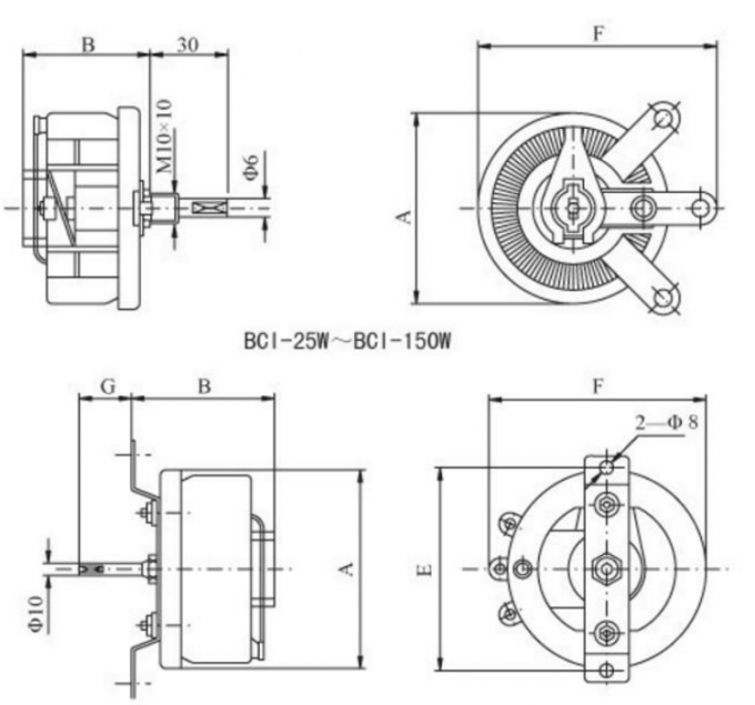 Μεγάλη ισχύς Wirewound Potentiometer περιστρεφόμενος ρεοστατικός δίσκος κεραμικός μεταβλητός αντίσταση 25W 50W BC1-50W BC1 4